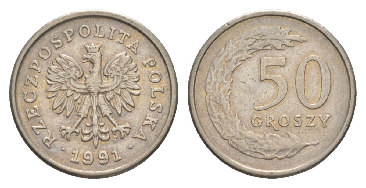 Польша 50 грошей 1991 Y 281 медно-никель 4625-114