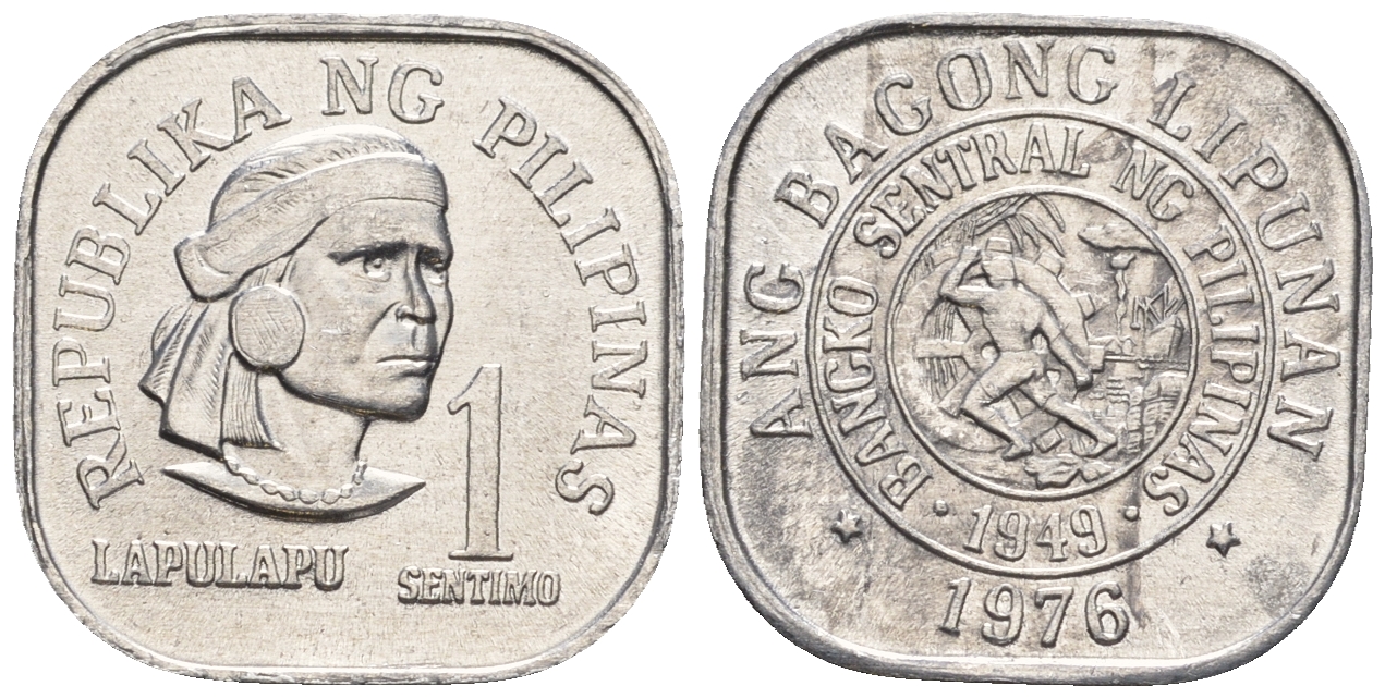 Филиппины 1 сентимо 1976 вождь острова Мактан Лапу-Лапу KM 205 алюминий  UNC  220-1142