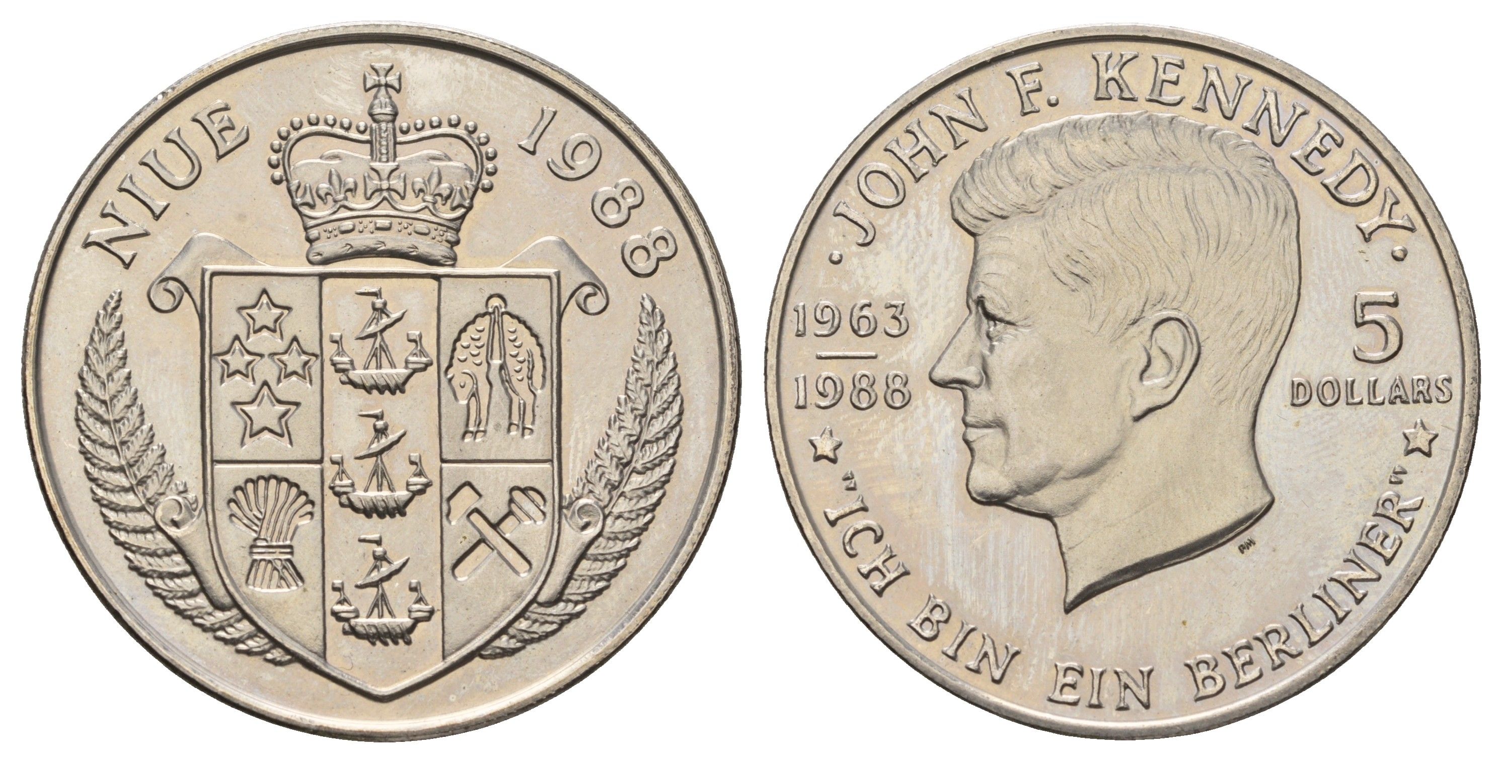 Ниуэ 5 долларов 1988 Джон Кеннеди KM 17 медно-никель BU 1101-6-34