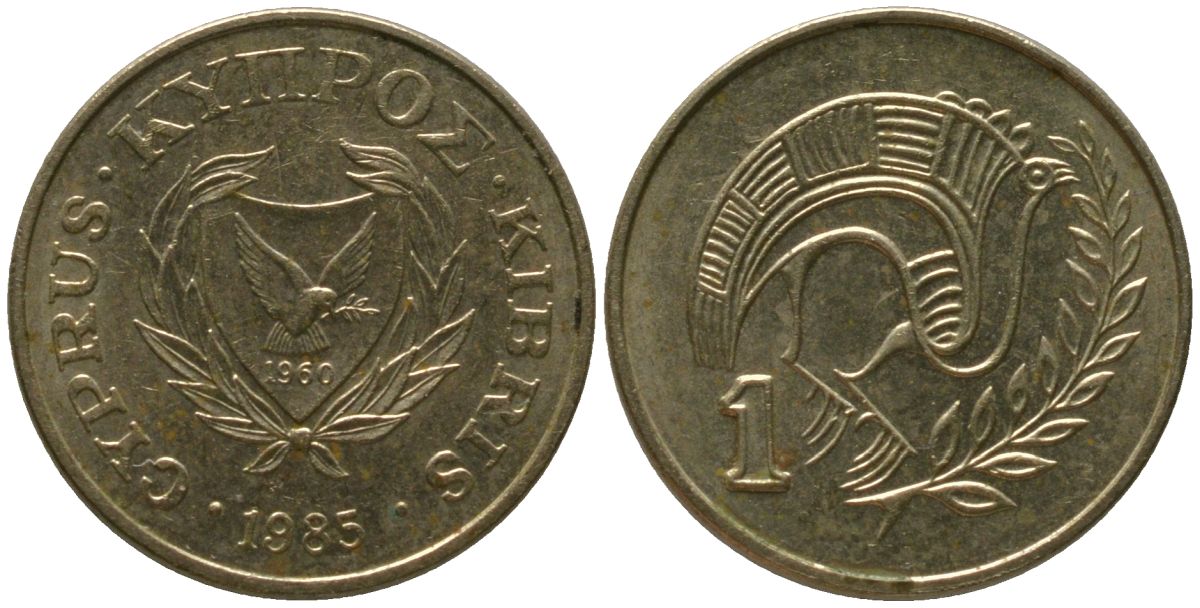 Кипр 1 цент 1985 KM 53.2 никель латунь 4154-729