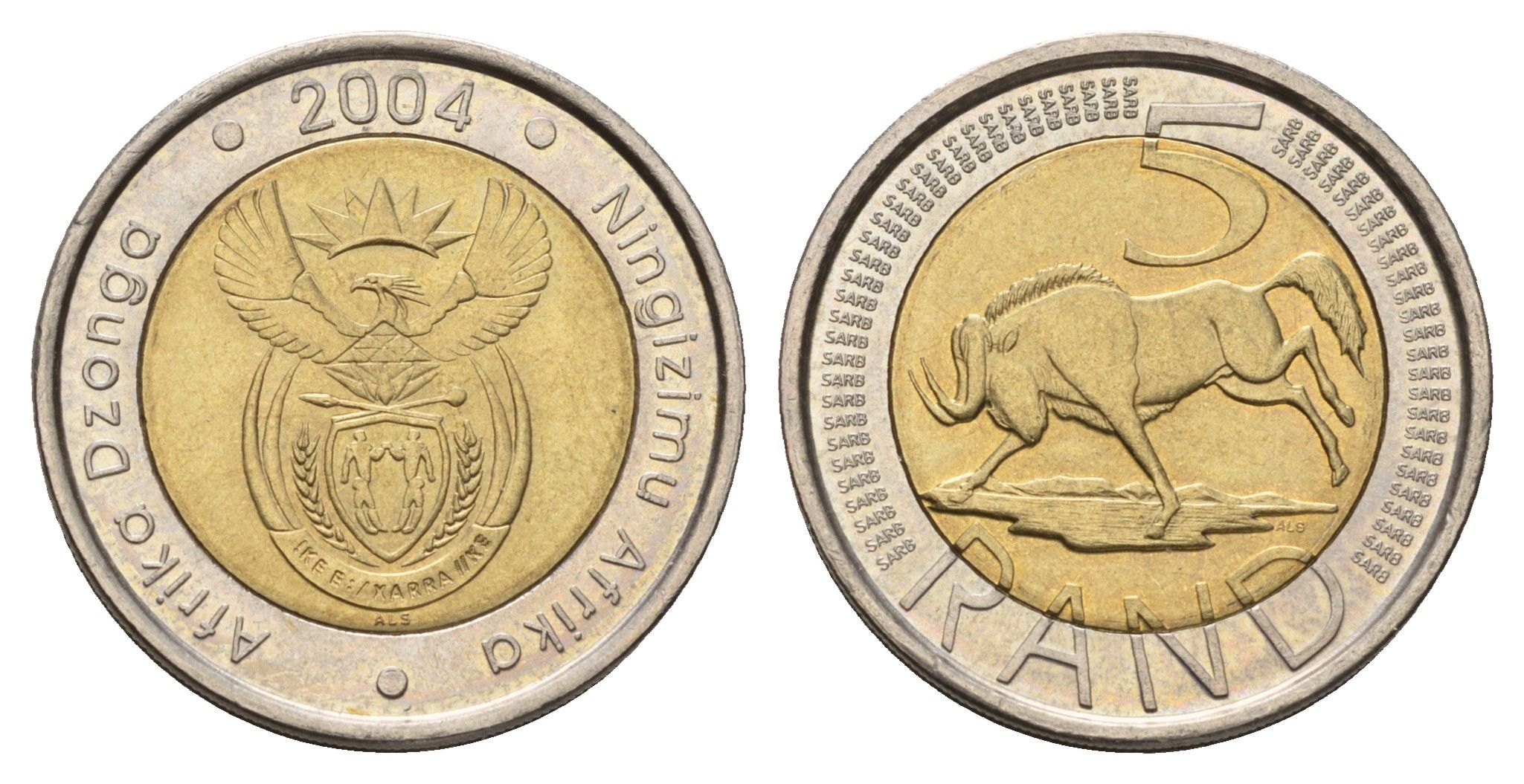 ЮАР 5 рандов 2004 KM 281 биметалл UNC 4678-227