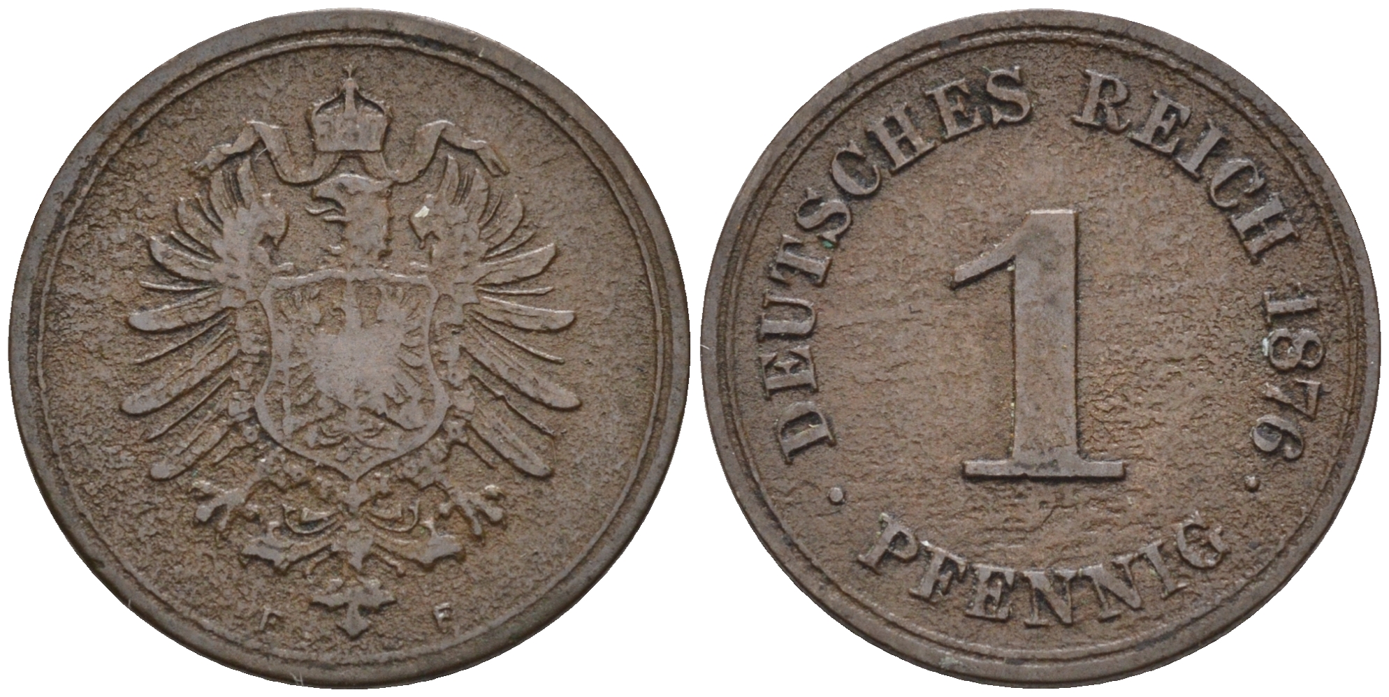 Германия 1 пфенниг 1876 E KM 1, J.1 медь 4594-842