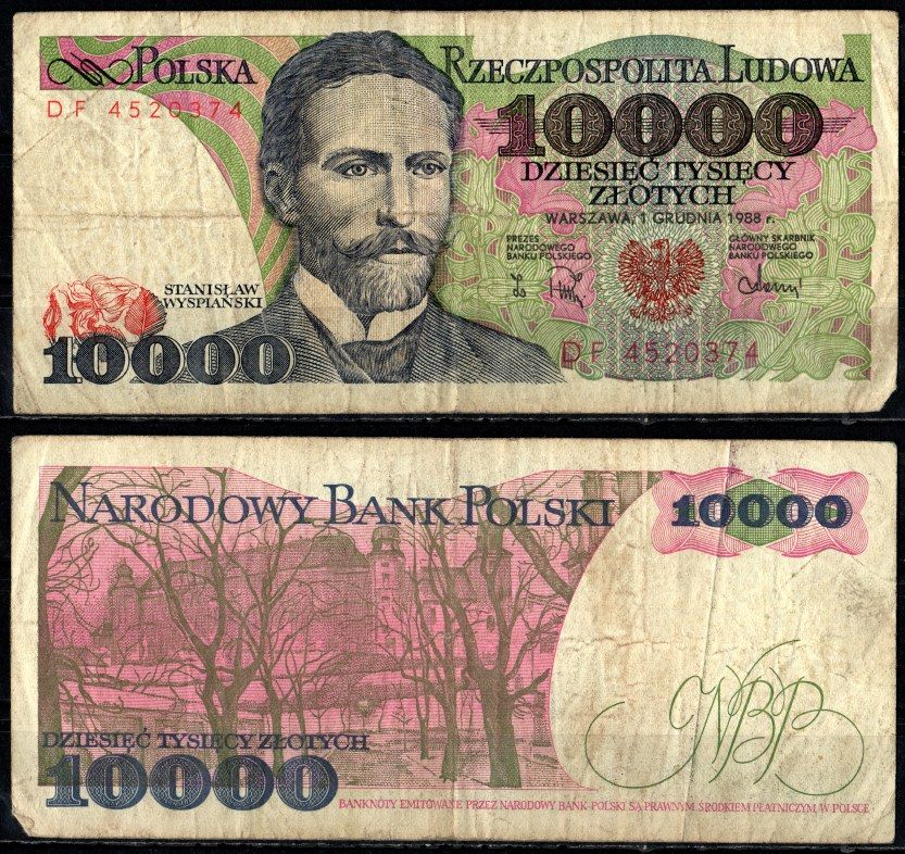 Польша 10000 злотых 1988 Pick 151 b бумага 6294-51-1-2