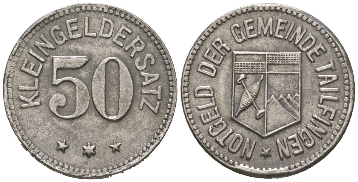 Тайльфинген (Вюртемберг) 50 пфеннингов 1918 Funck 530.4, Men05 24756.5, Men18 30971.5 железо 4169-1162