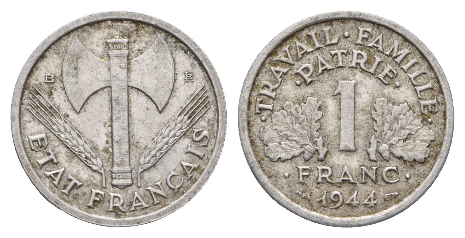 Франция 1 франк 1944 B KM 902.2 алюминий 4118-346