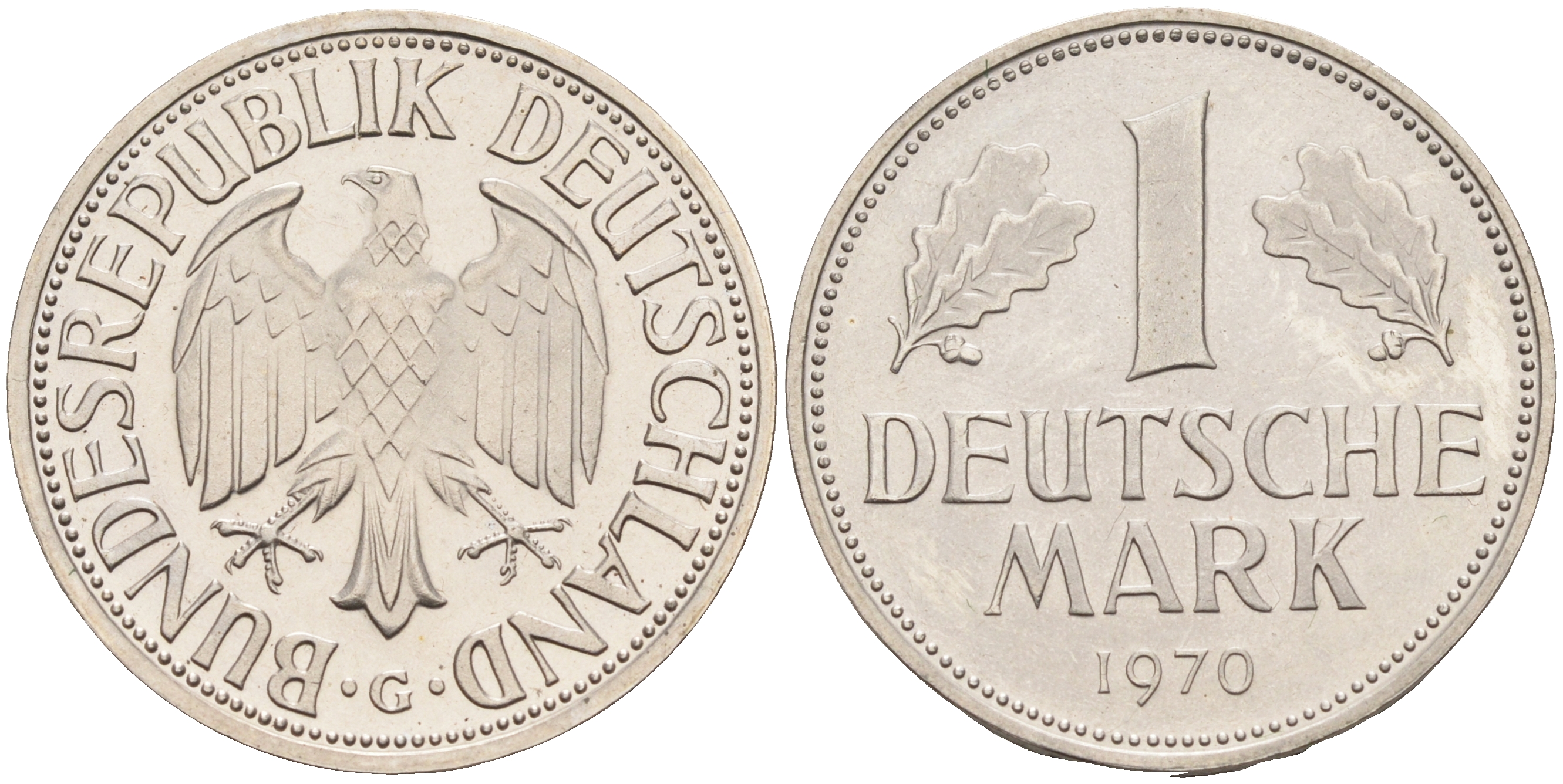 ФРГ 1 марка 1970 G J 385, KM 110 медно-никель  PROOF  1094-4-81