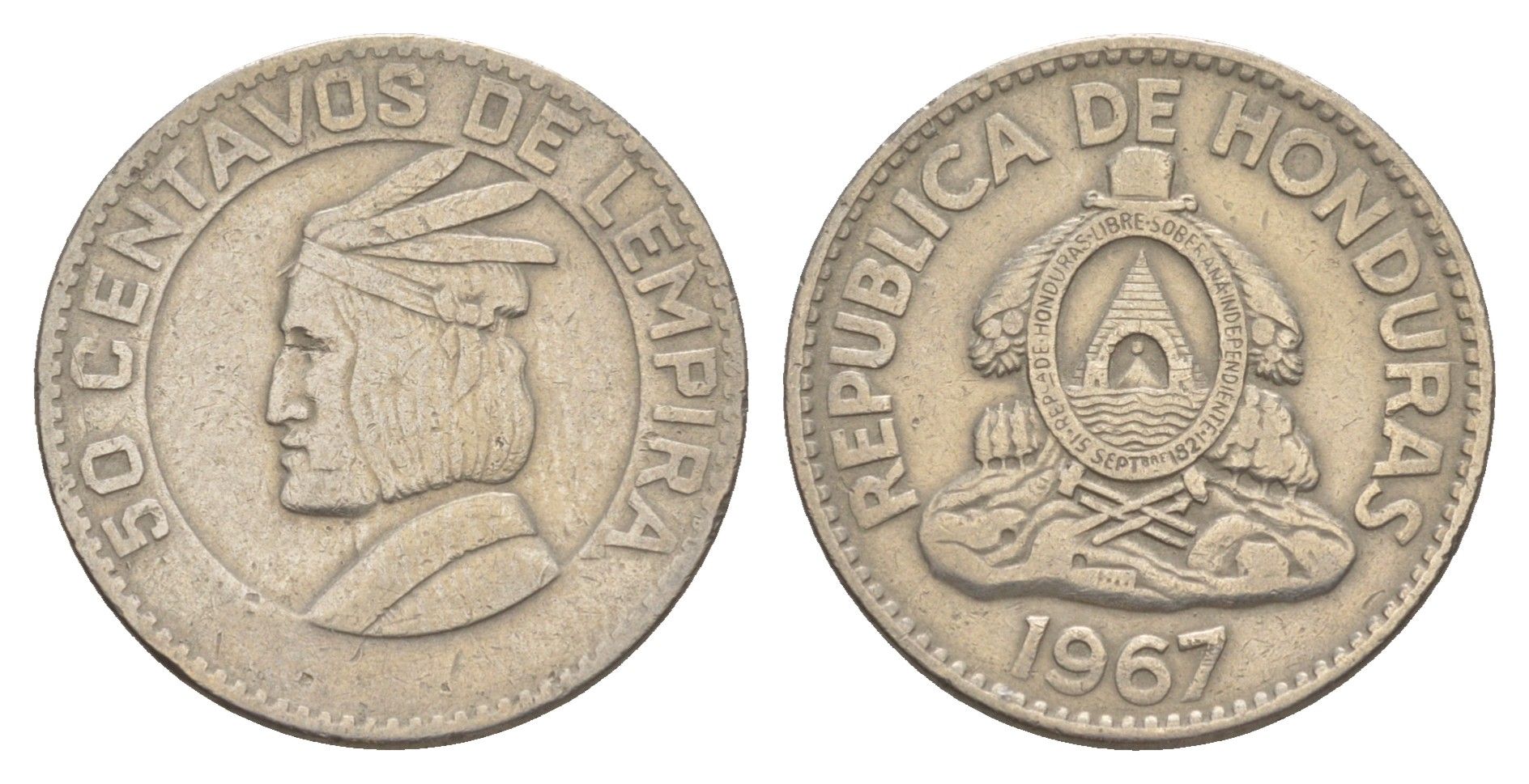 Гондурас 50 сентаво 1967 KM 80 медно-никель 4642-814
