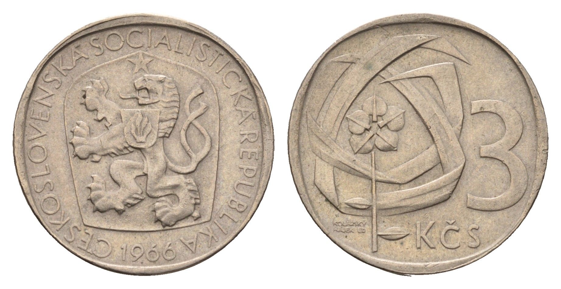 Чехословакия 3 кроны 1966 KM 57 медно-никель 4678-656