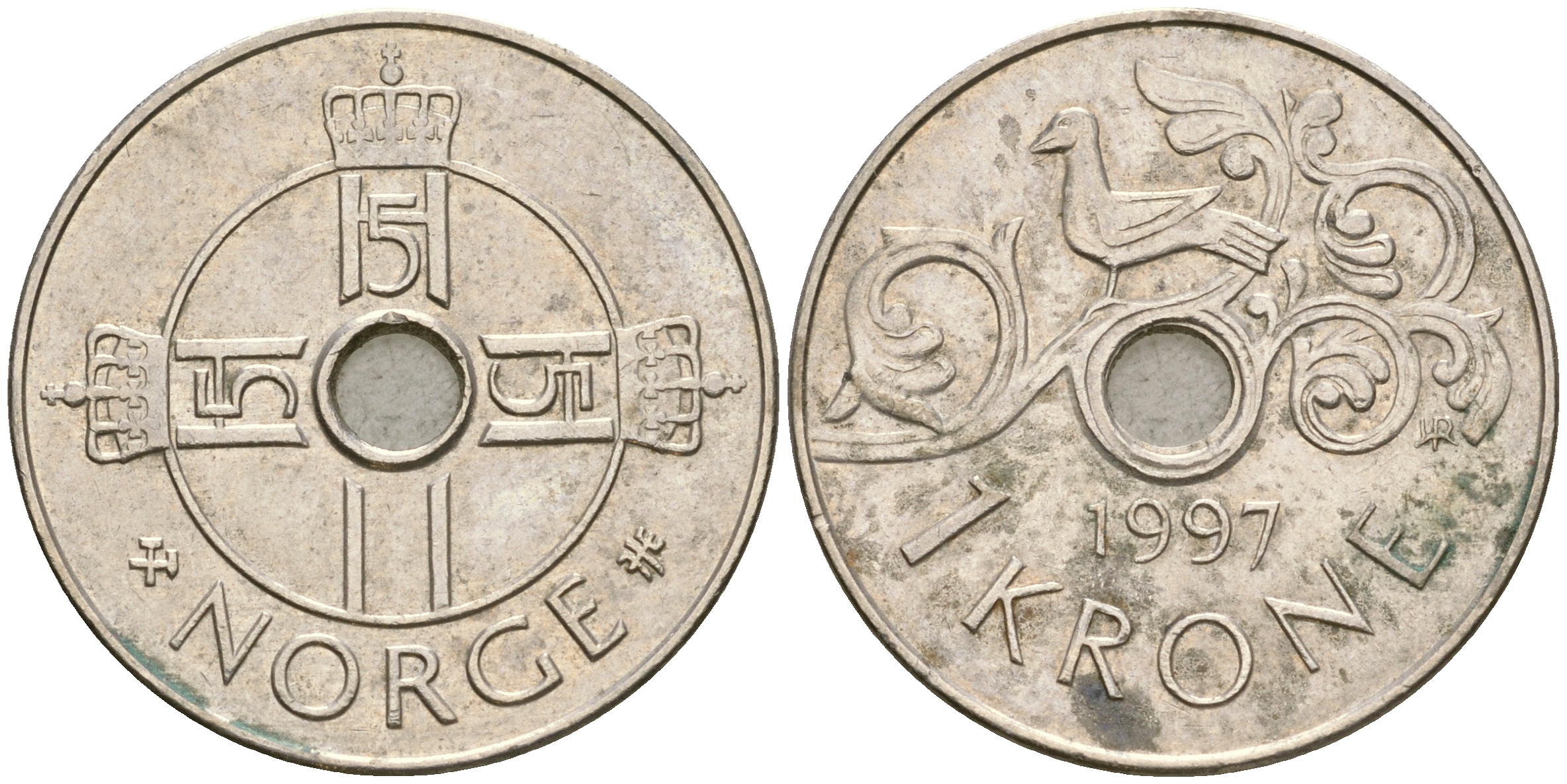 Норвегия 1 крона 1997 Харальд V (1992- ) KM 462 медно-никель 4364-2737