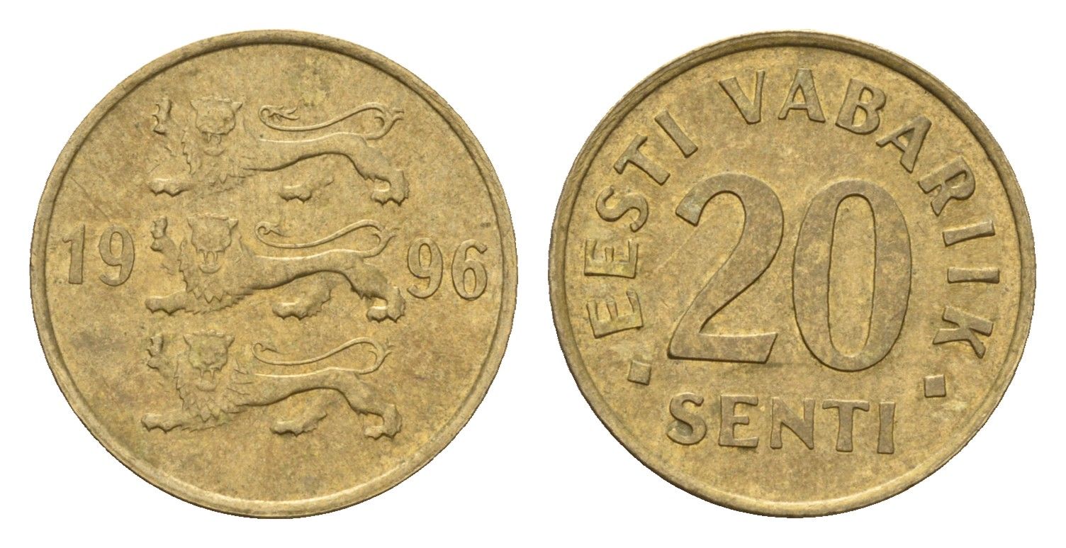 Эстония 20 сентов 1996 KM 23 латунь 4615-1058