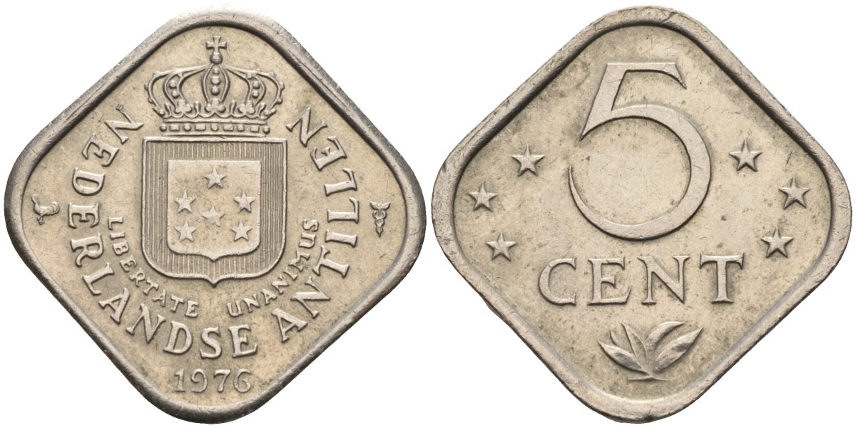 Нидерландские Антилы 5 центов 1976 Юлиана (1948-1980) KM 13 медно-никель 4586-737