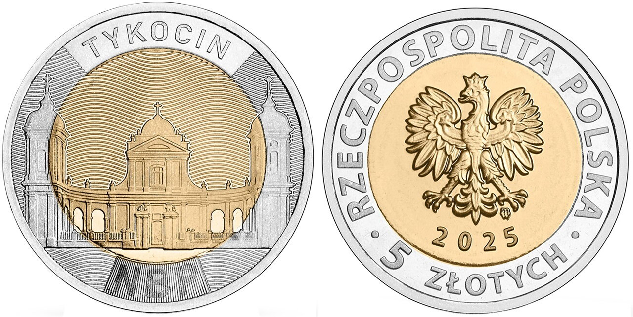 Польша 5 злотых 2025 костел святой троицы в Тыкоцин KM NEW биметалл  UNC  M68-13