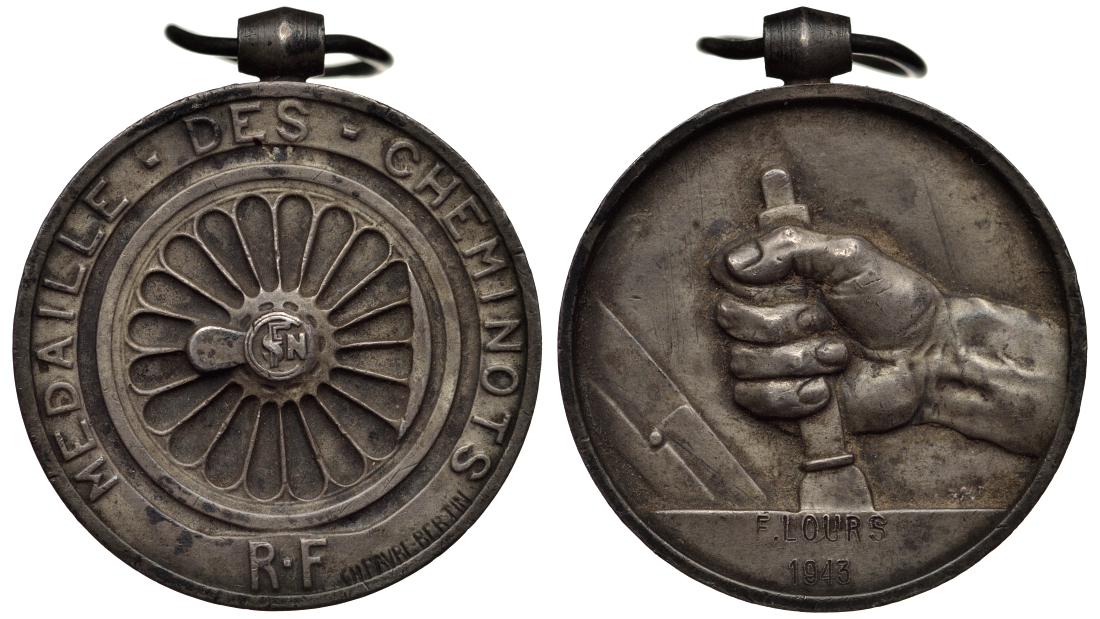 Франция медаль 1943 медаль лучшему железнодорожнику 1072-1-21