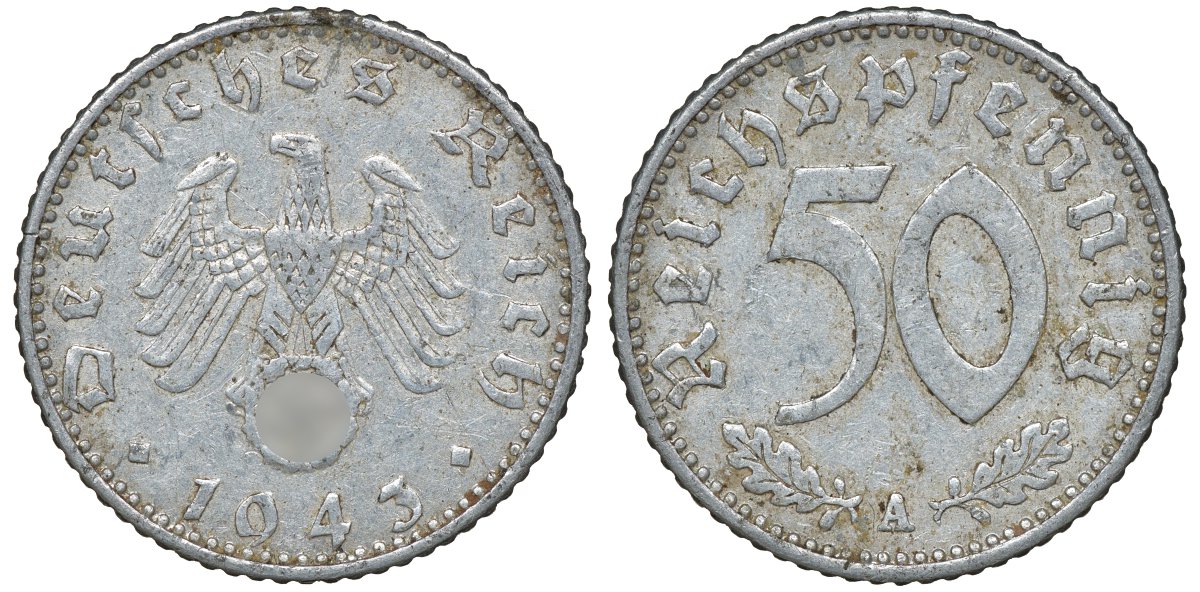 Германия 50 рейхспфеннигов 1943 A J. 372, KM 96 алюминий 72-1332