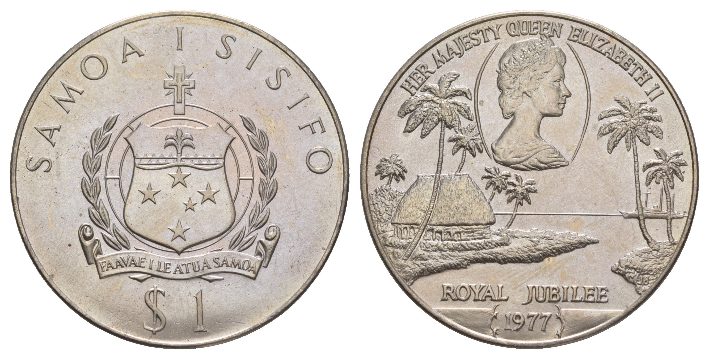 Самоа 1 тала 1977 25 лет правления Королевы Елизаветы II KM 24 медно-никель BU 4125-815