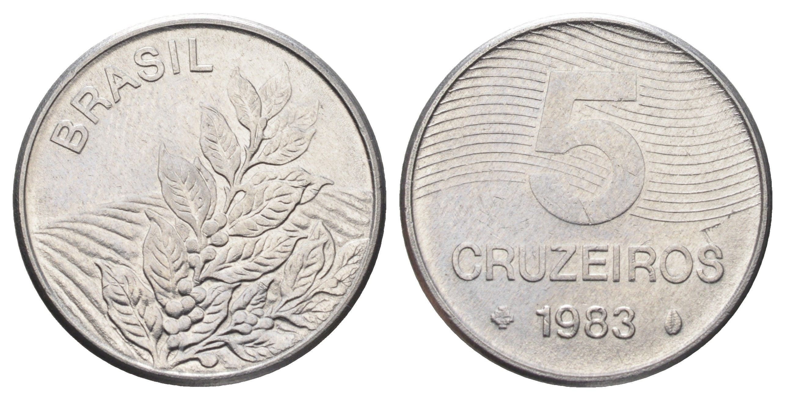 Бразилия 5 крузейро 1983 KM 591 нержавеющая сталь UNC 4668-1119