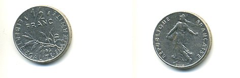 Франция 1/2 франка 1986 сеятель KM 931.1, Le Franc 198.25 никель 54-1422