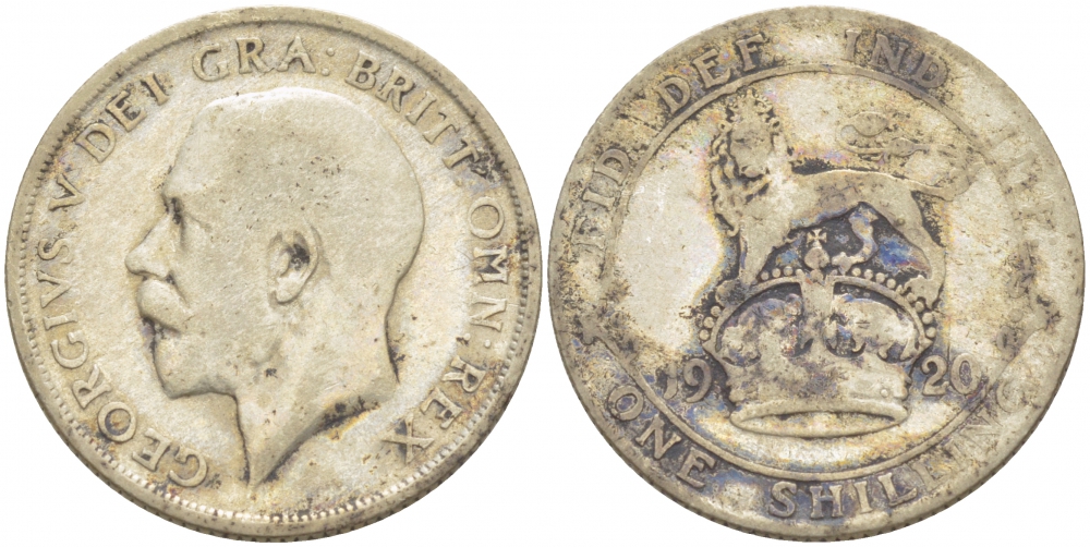 Великобритания 1 шиллинг 1920 Георг V (1910-1936) KM 816a, Spink 4023А серебро 4402-1153