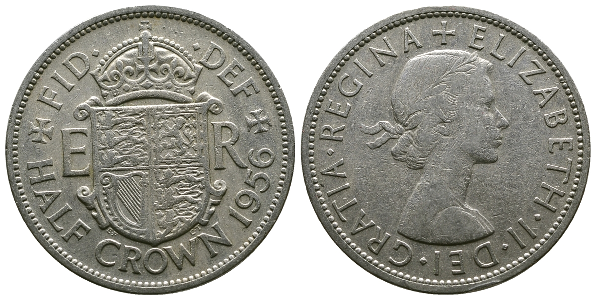 Великобритания 1/2 кроны 1956 Елизавета II (1952- ) Spink 4145, KM 905 медно-никель 4381-335