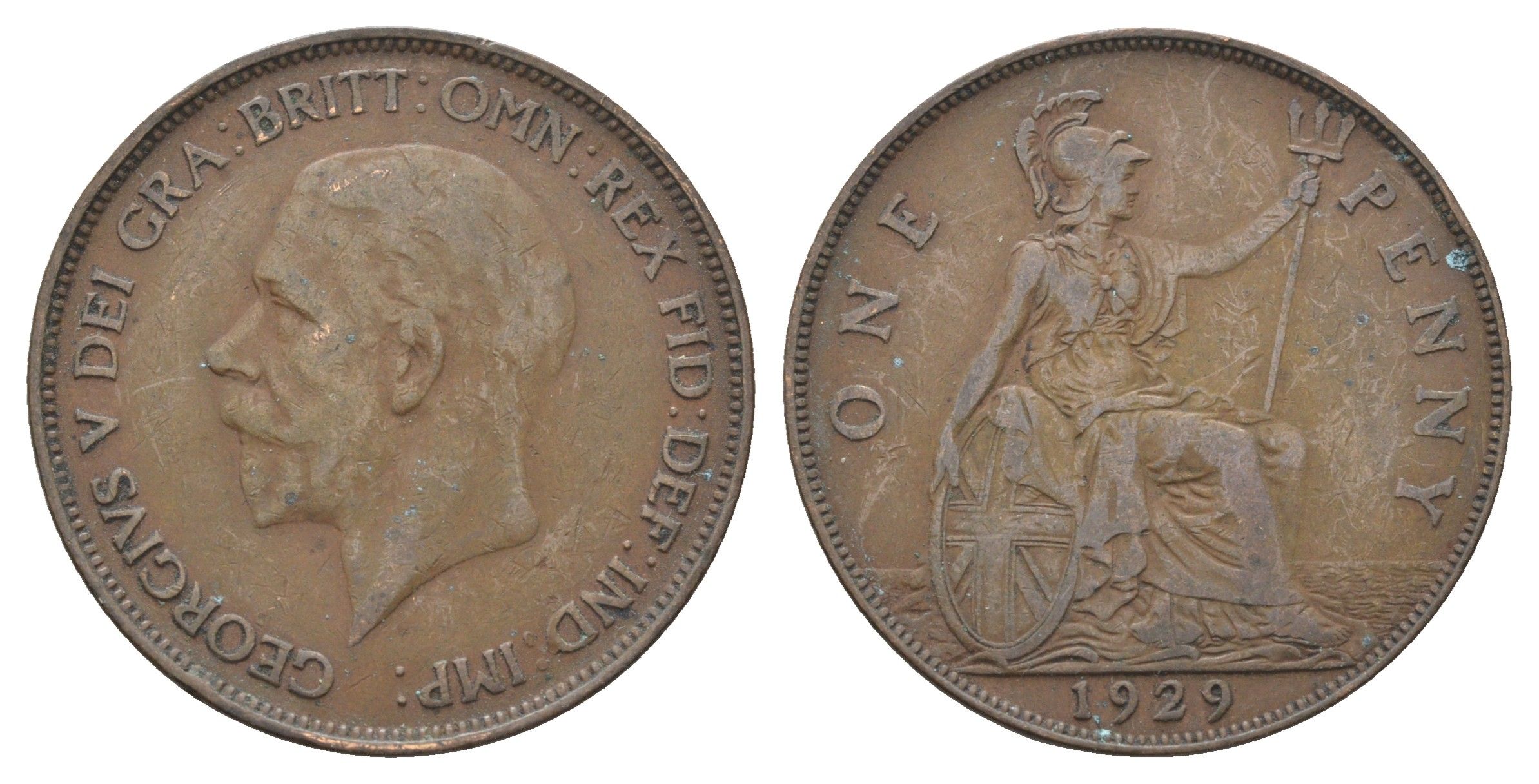 Великобритания 1 пенни 1929 Георг V (1910-1936) KM 838, Spink 4055 бронза 4661-725