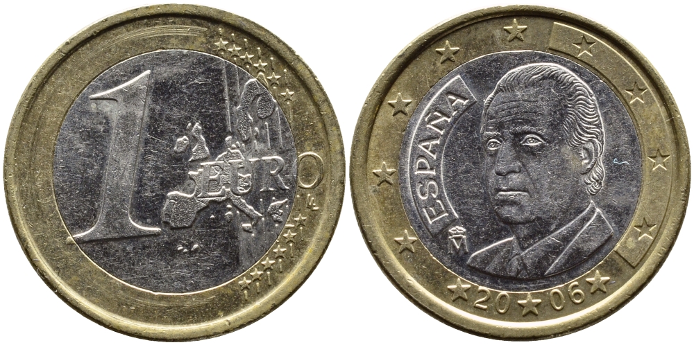 ИСПАНИЯ 1 ЕВРО 2006 ХУАН КАРЛОС I KM 1046 биметалл 4391-234
