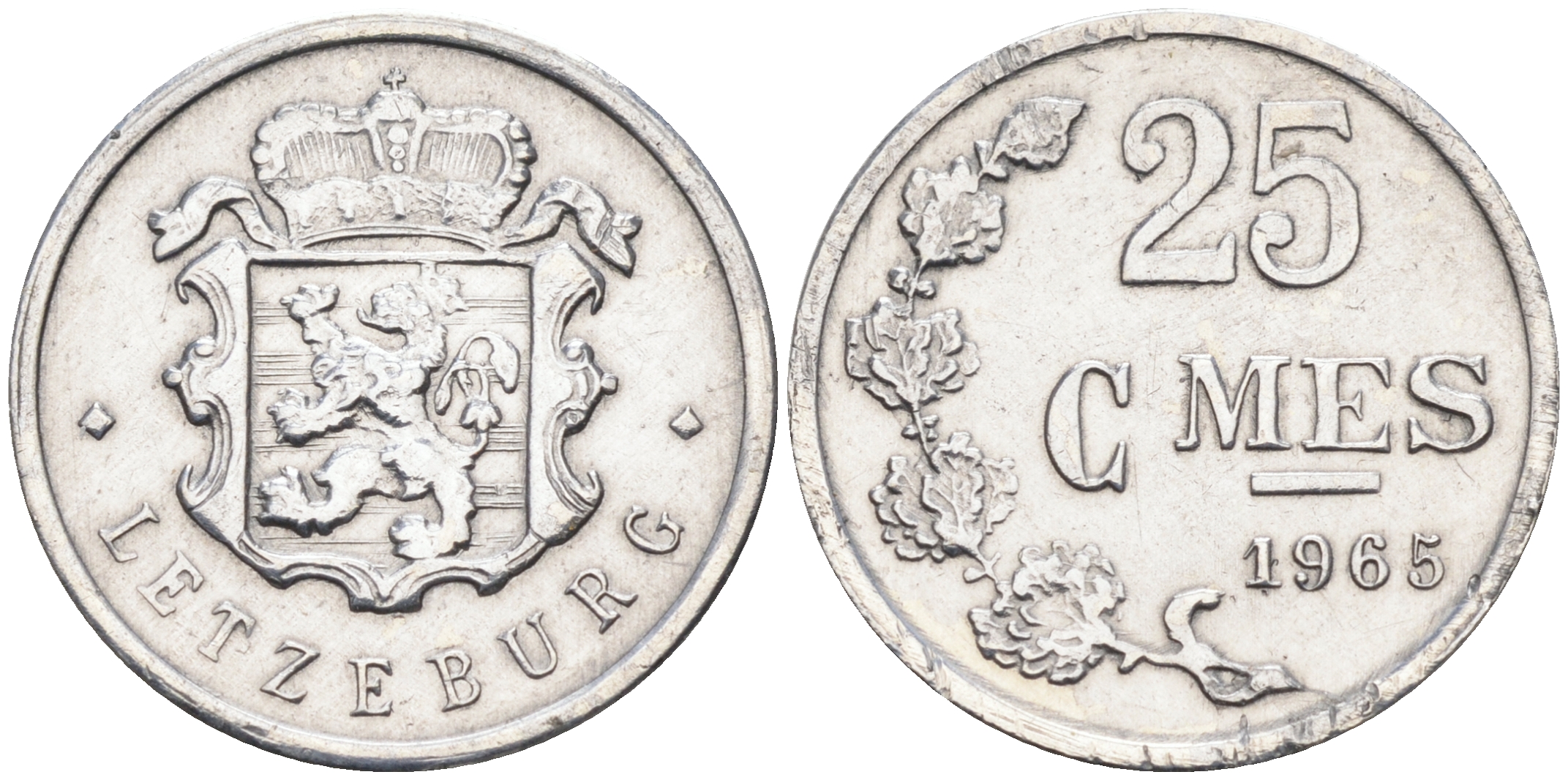 Люксембург 25 сантимов 1965  KM 45а.1 алюминий    4596-127