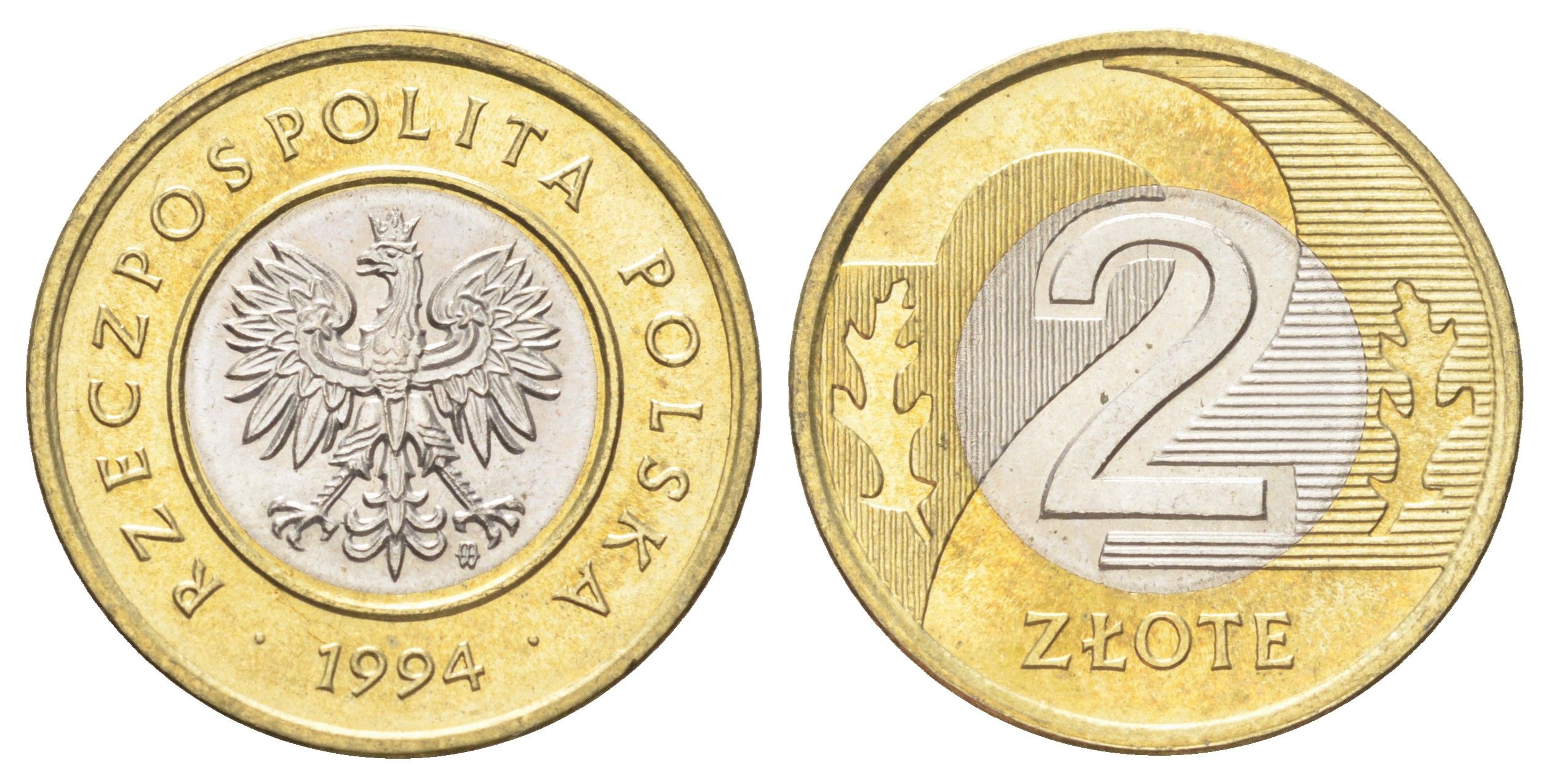 Польша 2 злотых 1994 MW KM 283 биметалл UNC 4701-119