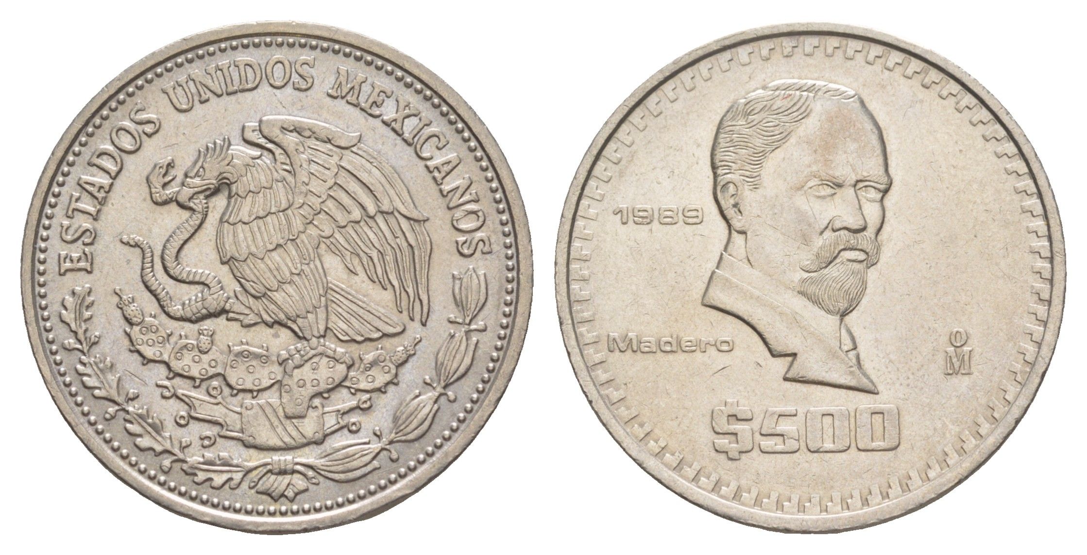 Мексика 500 песо 1989 Мо, Франсиско Игнасио Мадеро KM 529 медно-никель aUNC 4634-336