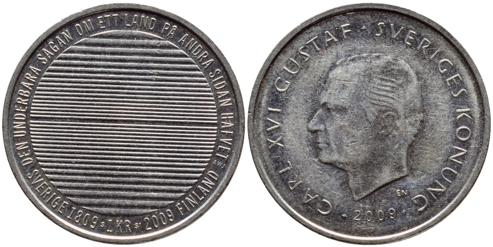 Швеция 1 крона 2009 Карл XVI Густав (1973- ) KM 894 медно-никель 83-156
