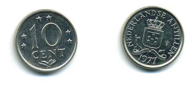 Нидерландские Антилы 10 центов 1977 Юлиана (1948-1980) KM 10 никель 46-1131