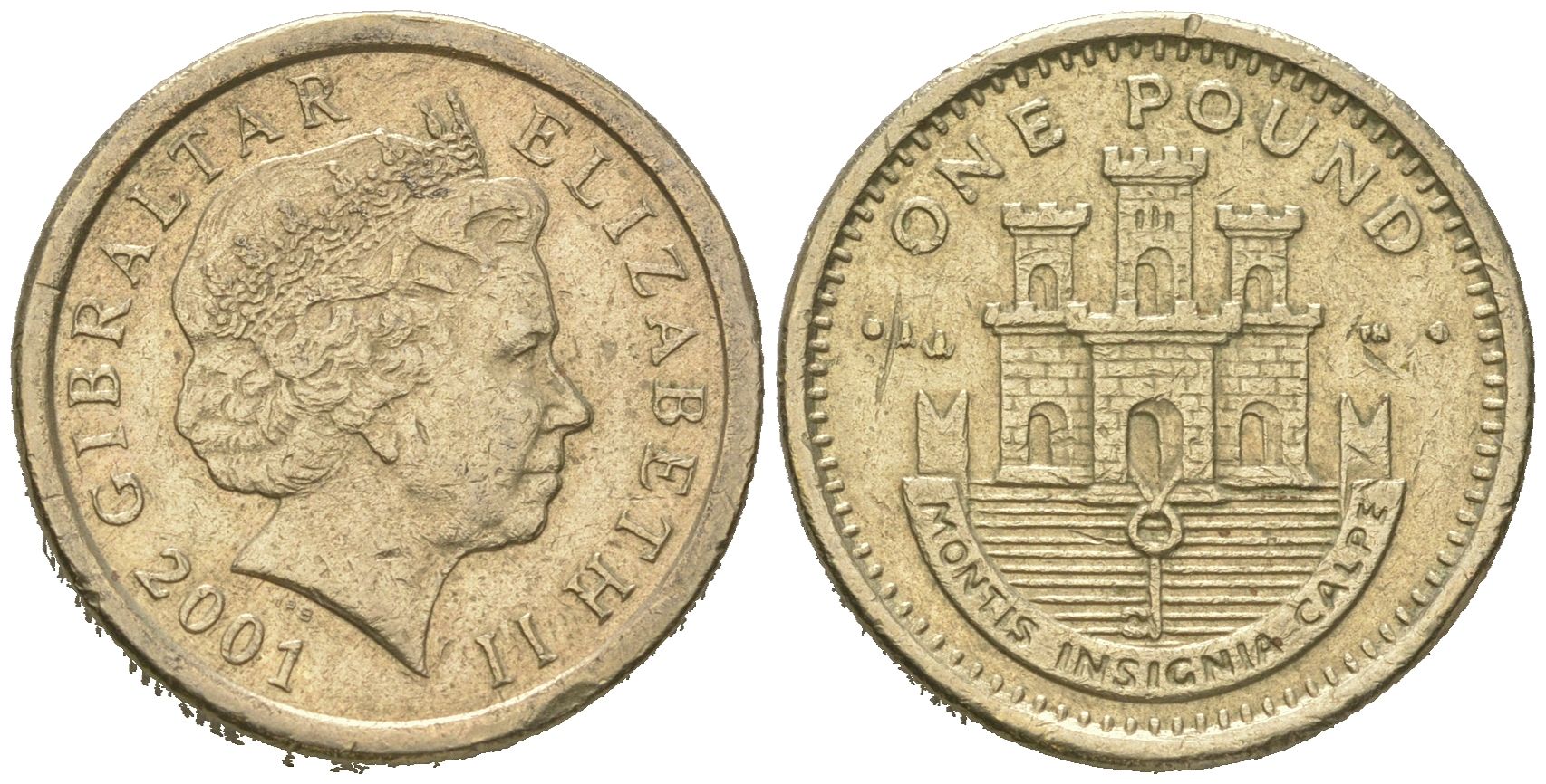 Гибралтар 1 фунт 2001 KM 869 никель латунь 4620-136