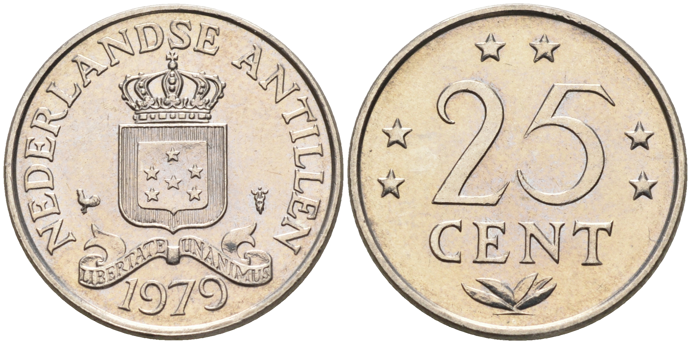 Нидерландские Антилы 25 центов 1979 Юлиана (1948-1980) KM 11 никель 4169-411