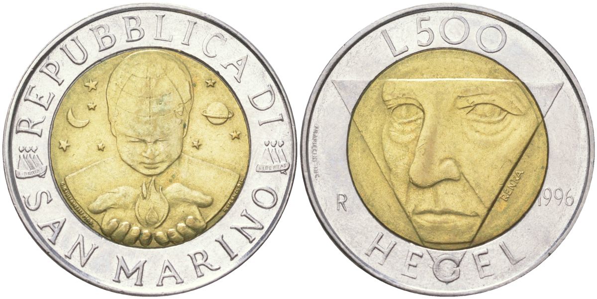 Сан-Марино 500 лир 1996 KM 357 биметалл UNC 4148-843