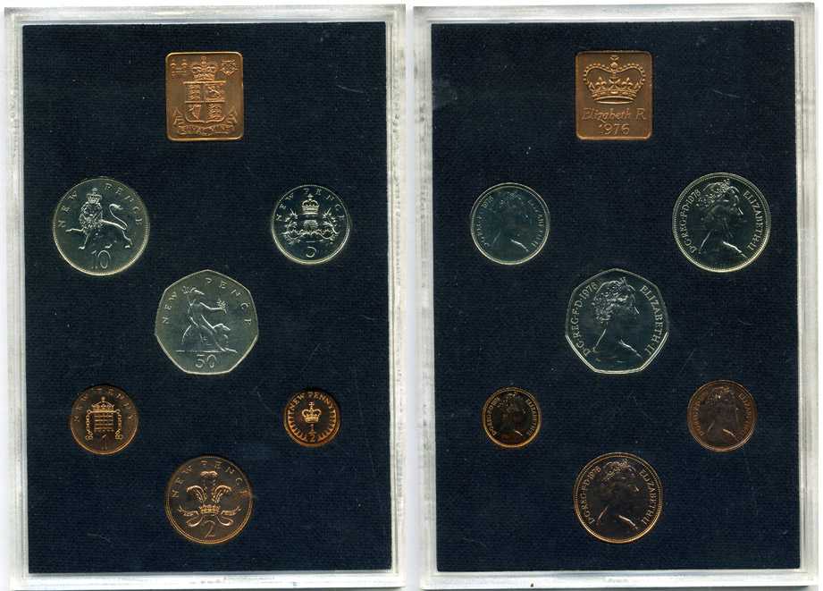 Великобритания набор из 6 монет + жетон монетного двора 1971 в оригинальной пластиковой упаковке, с сертификатом KM PS 27 PROOF 3-6-4-14