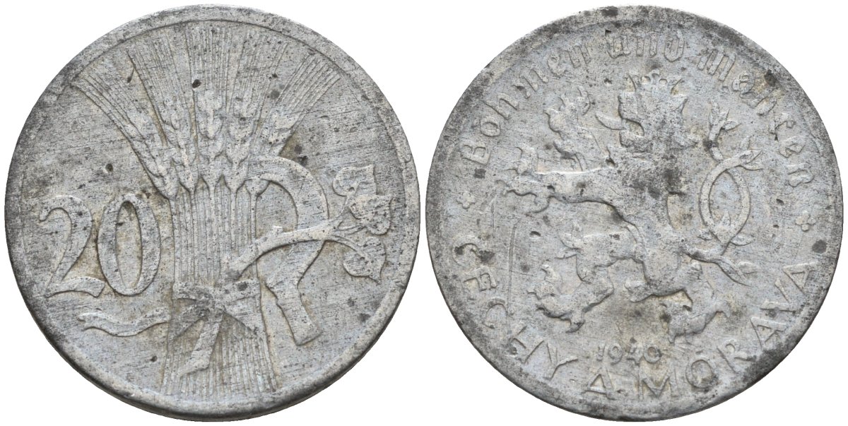 Богемия и Моравия 20 геллеров 1940 KM 2 цинк 4152-826