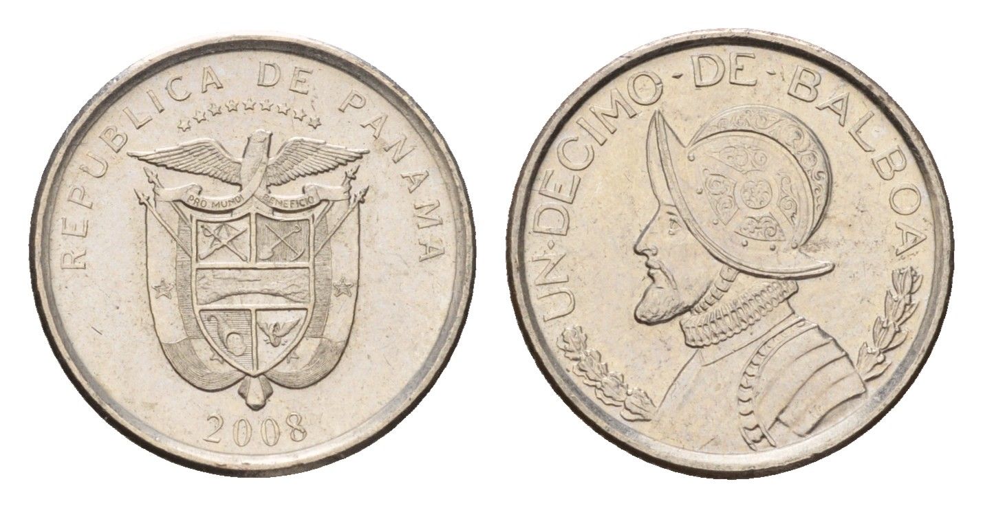 Панама 1/10 бальбоа (10 сентесимо) 2008 KM 127 медь плакированный медно-никелем UNC 4614-468