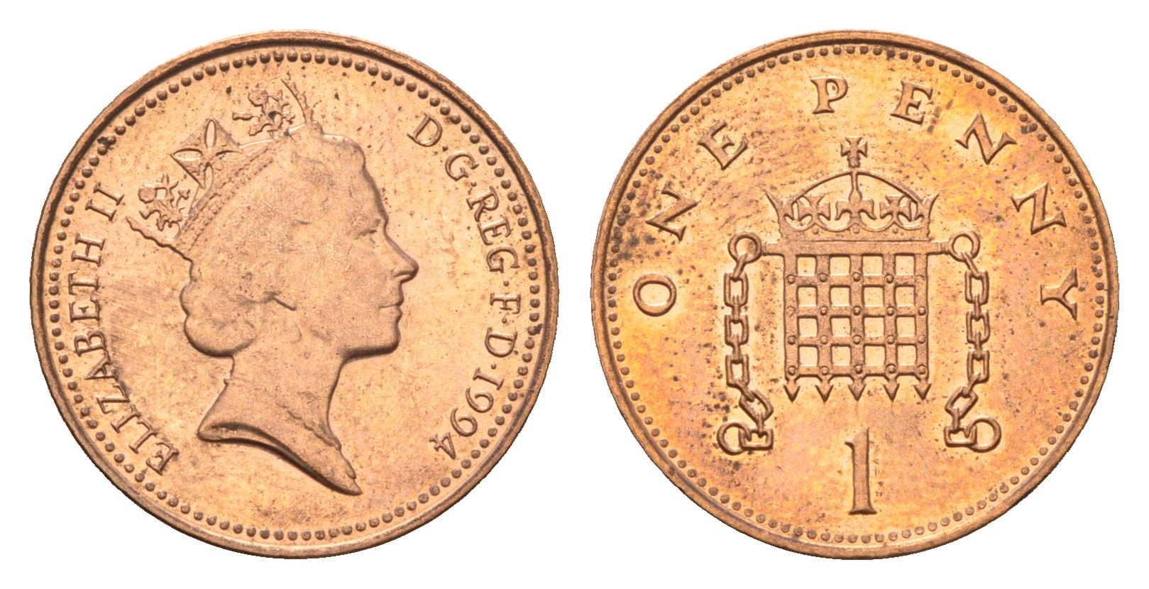Великобритания 1 пенни 1994 Елизавета II (1952-2022) KM 935a, Spink 4391 (B4) сталь плакированная медью 4685-158