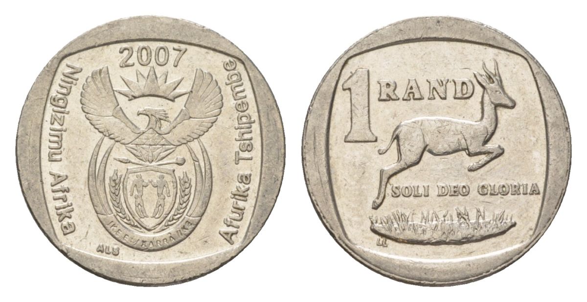 ЮАР 1 ранд 2007 KM 344 медь плакированная никелем 4627-465
