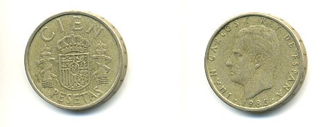 ИСПАНИЯ 100 ПЕСЕТ 1985 KM 826 алюминиевая бронза 54-2247