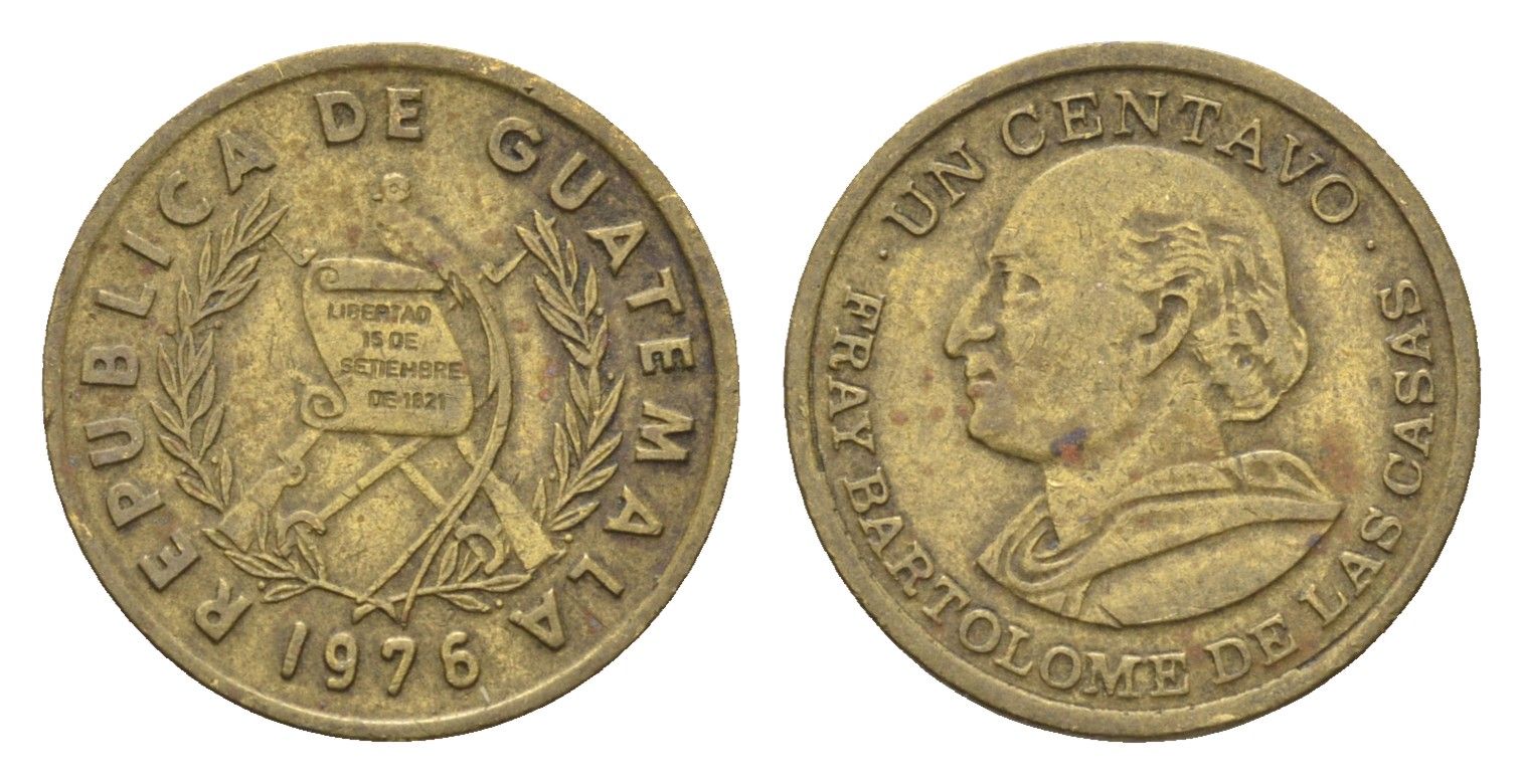 Гватемала 1 сентаво 1976 KM 275 латунь 4664-719
