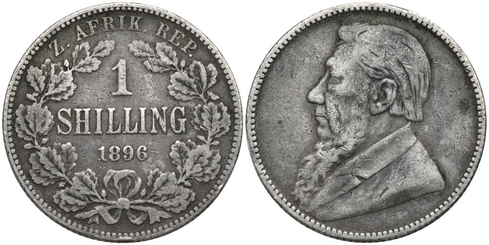 ЮАР, ZAR 1 ШИЛЛИНГ 1896 ПРЕЗИДЕНТ ПАУЛЬ КРЮГЕР, ПРОБА 925 KM 5 серебро 27-241