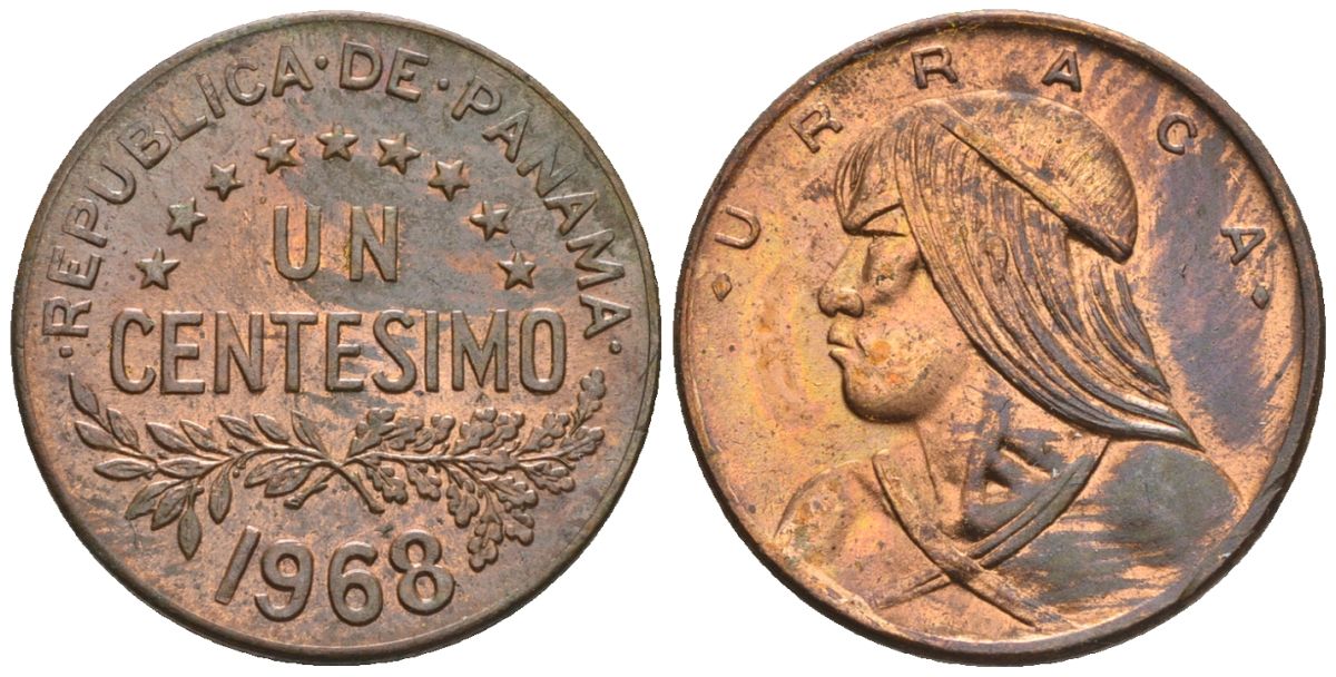 Панама 1 сентесимо 1968  KM 22 бронза  aUNC  4609-832