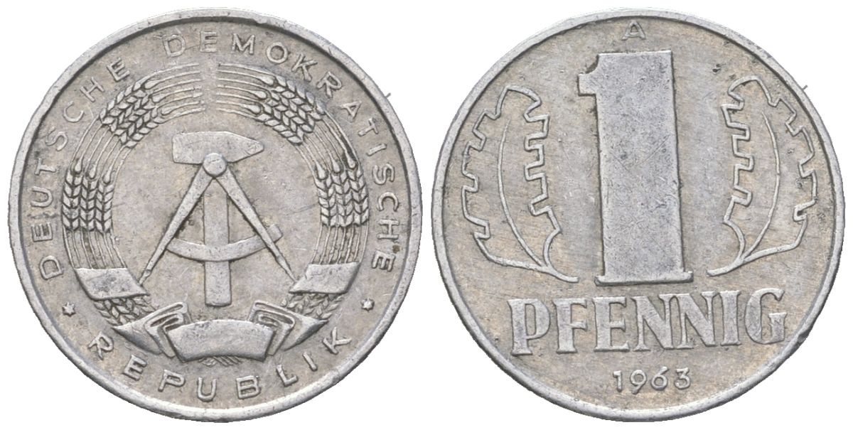 ГДР 1 пфенниг 1963 A KM 8.1 алюминий 206-1121