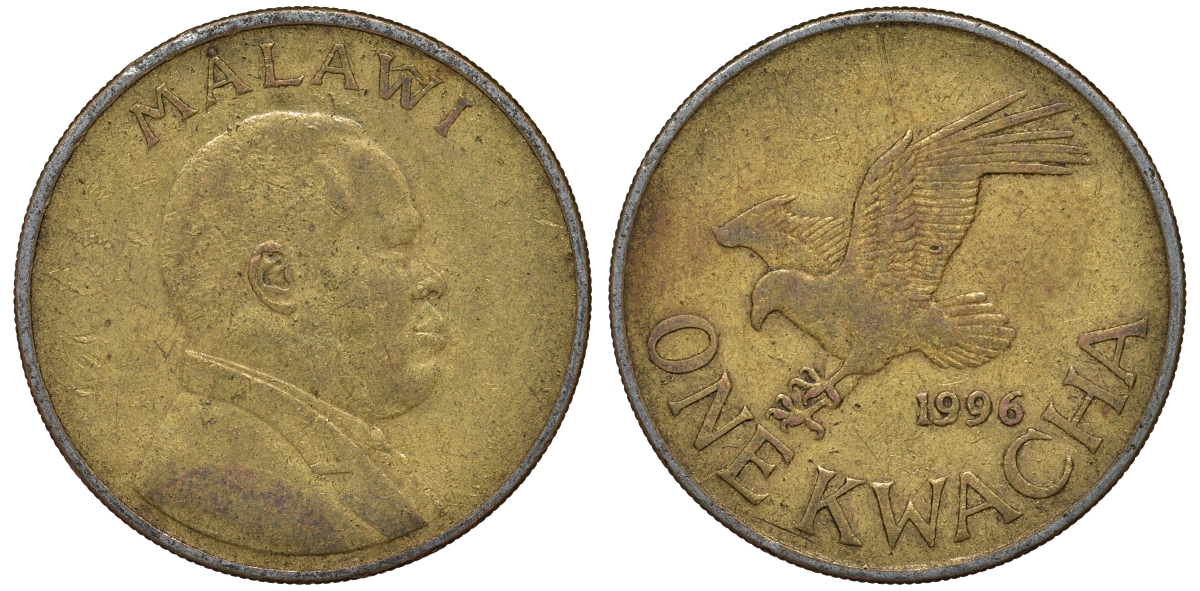 Малави 1 квача 1996 орел KM 28 сталь плакированная латунью 4162-331