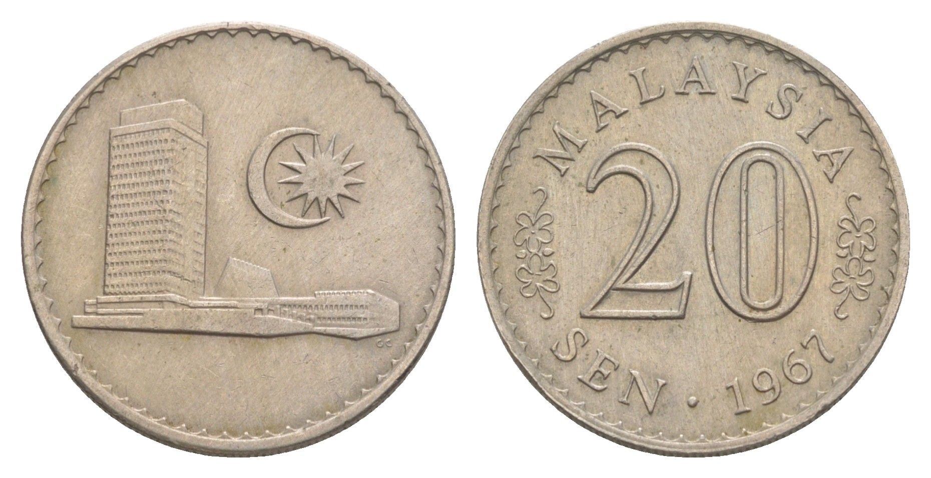 Малайзия 20 сенов 1967 KM 4 медно-никель 4620-243