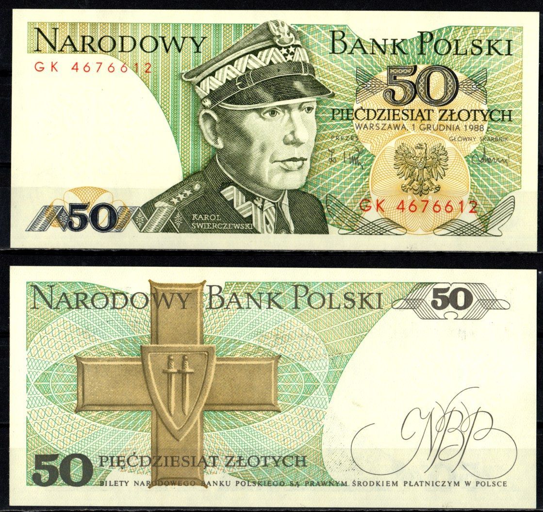 Польша 50 злотых 1988 Pick 142 c бумага aUNC 6262-35-5-2