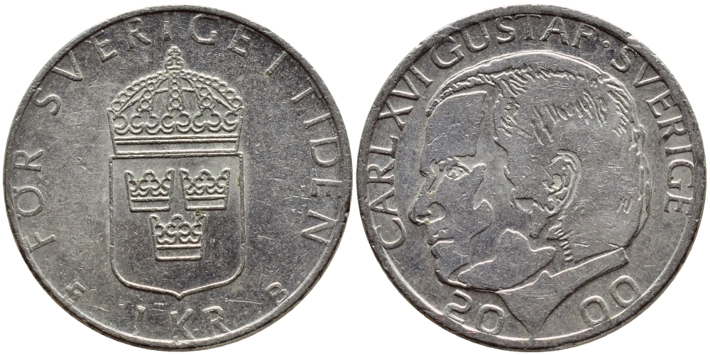 Швеция 1 крона 2000 Карл XVI Густав (1973- ) KM 852а медно-никель 4364-2251