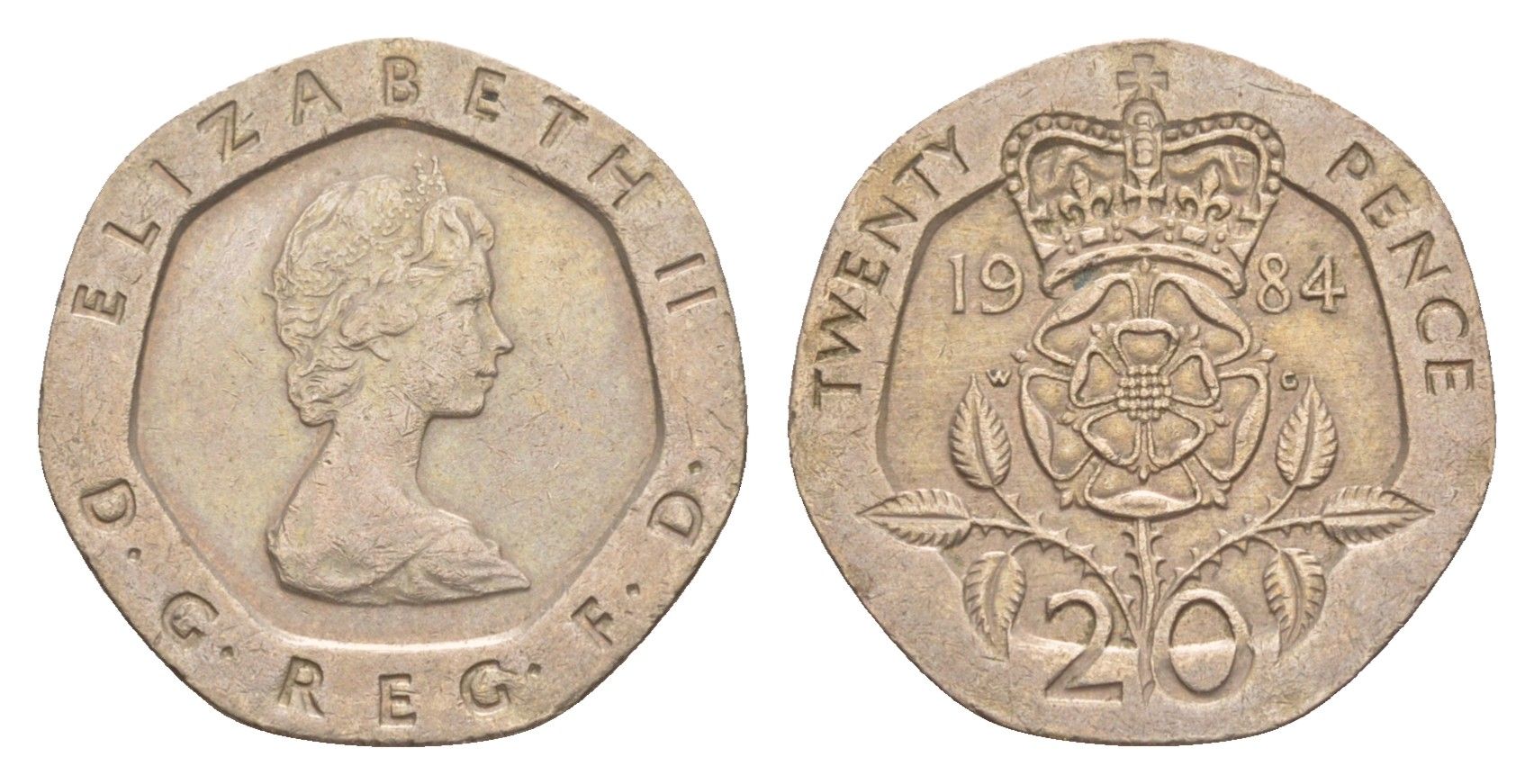 Великобритания 20 пенсов 1984 Елизавета II (1952-2022) KM 931, Spink 4230 (G1) медно-никель 4639-843