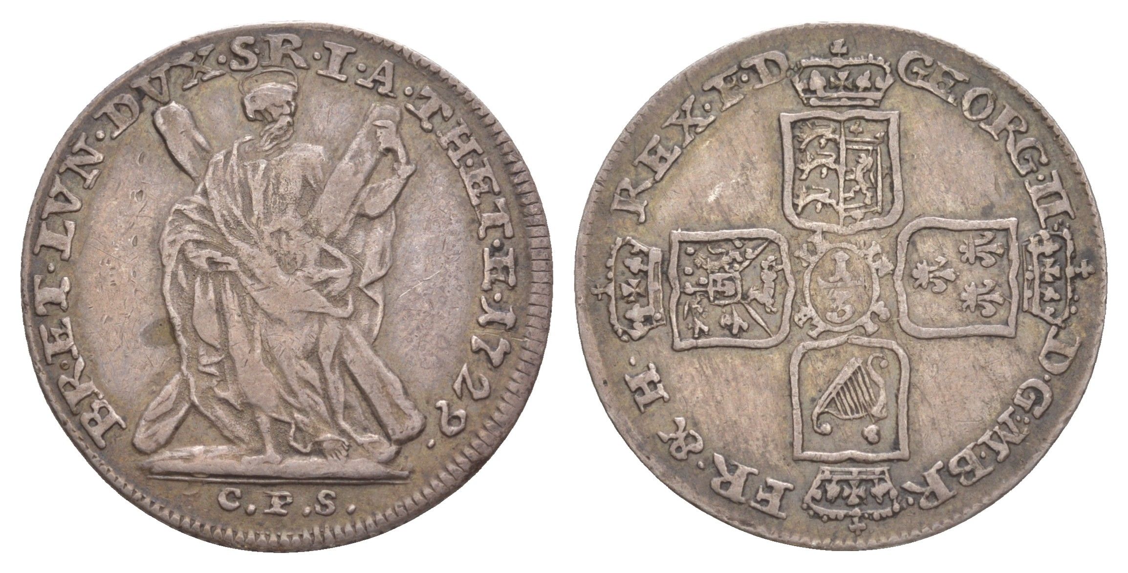 Брауншвейг-Каленберг-Ганновер 1/3 талера 1729 CPS, Георг II (1727-1760), из коллекции Ричарда Б. Смита Smith 148, Welter 2595, KM 208 серебро 1525-934