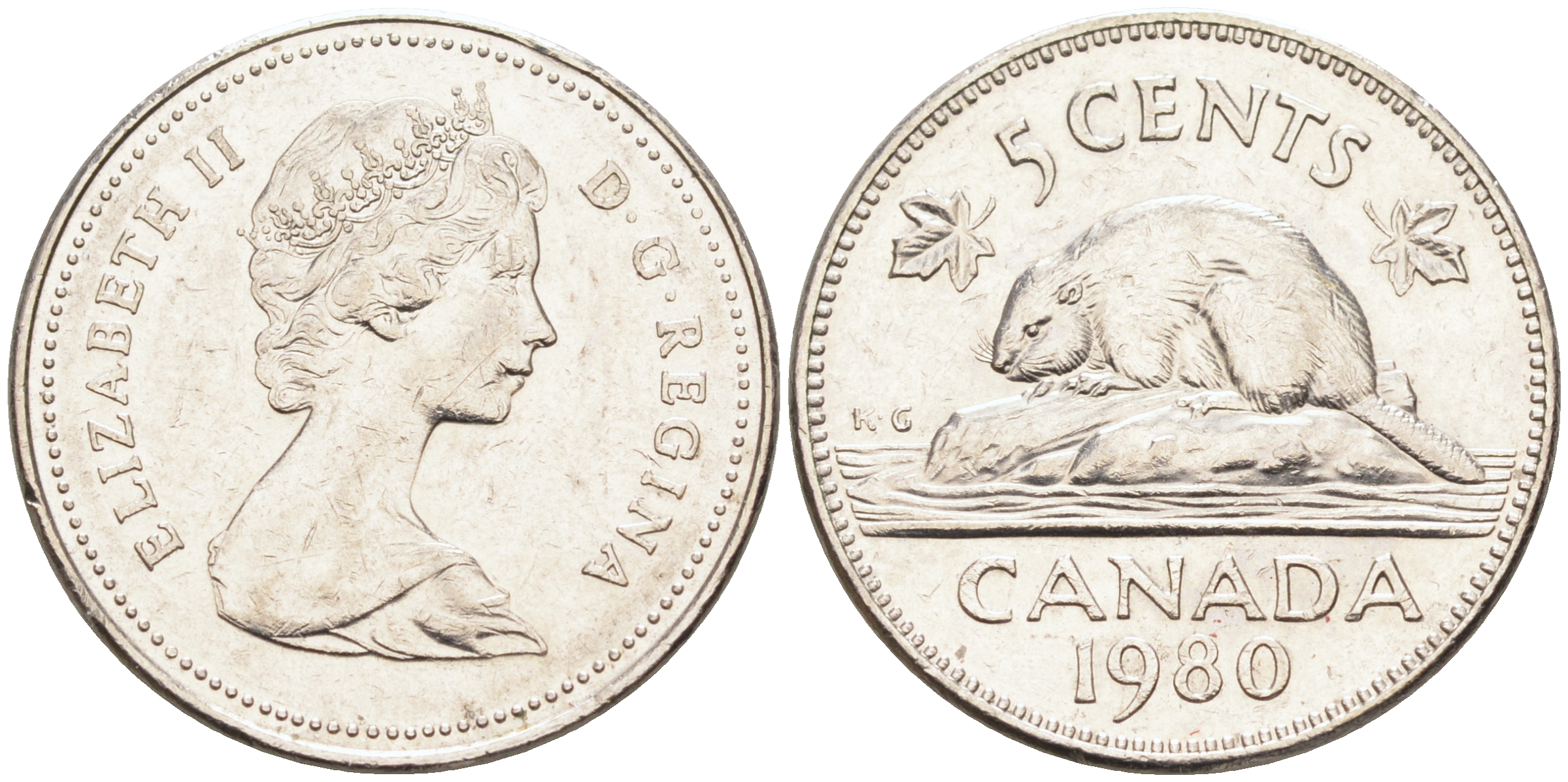 КАНАДА 5 ЦЕНТОВ 1980 БОБЕР KM 60.2 никель 4588-418